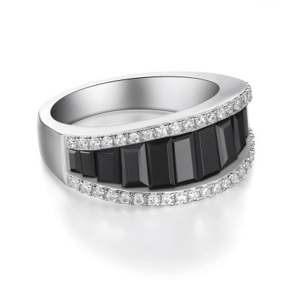 Black Sapphire 925 Sterling Silver Women's Wedding Bands