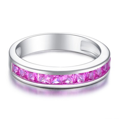 Princess Cut Amethyst 925 Sterling Silver Women's Wedding Bands