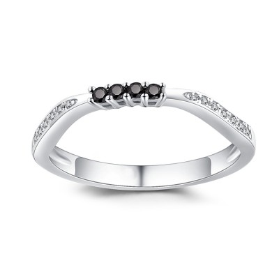 Round Cut Black Sapphire 925 Sterling Silver Women's Wedding Bands