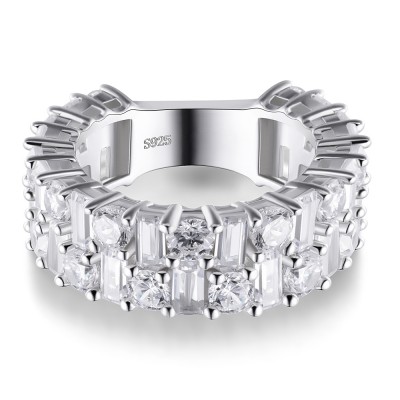 Radiant Cut White Sapphire 925 Sterling Silver Women's Wedding Bands