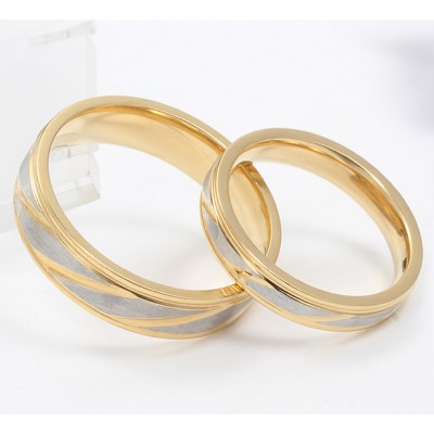 Gold and Silver Titanium Steel Promise Ring for Couples