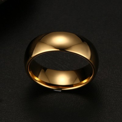 Tungsten Gold Color Simple Men's Ring