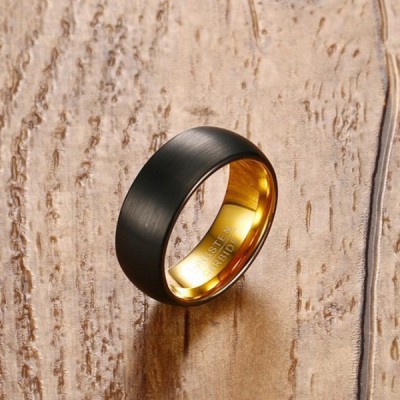 Tungsten Gold & Black Men's Ring