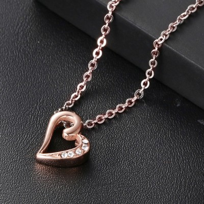 Rose Gold Heart 925 Sterling Silver With Gemstone Necklace