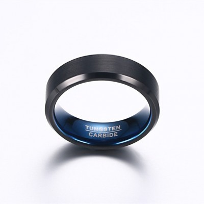 Black Tungsten & Blue Inlay Men's Band