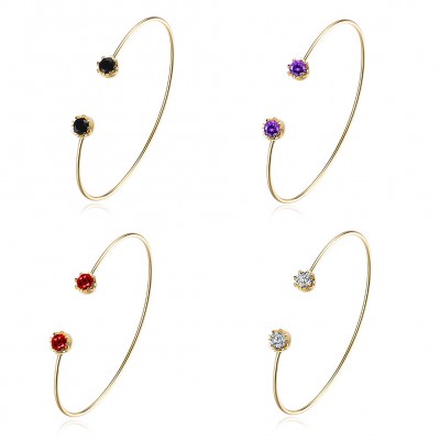 Round Cut White/Black/Ruby/Amethyst Gold Titanium Bangles