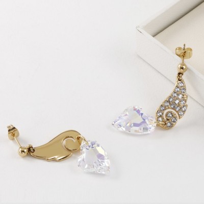 Heart Cut White Sapphire Gold S925 Silver Earrings