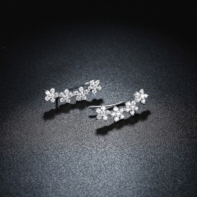 Elegant Round Cut White Sapphire S925 Silver Earrings