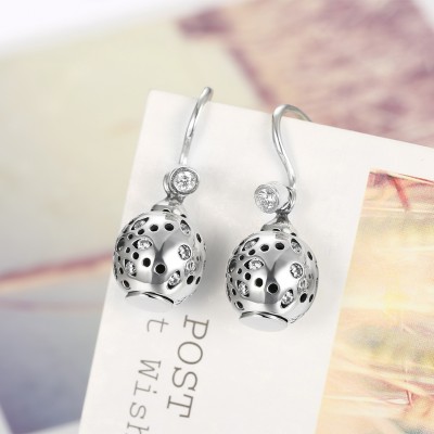 Round Cut White Sapphire S925 Silver Cute Earrings