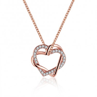 Hearts Round Cut White Sapphire Gold/Rose Gold Titanium Necklaces