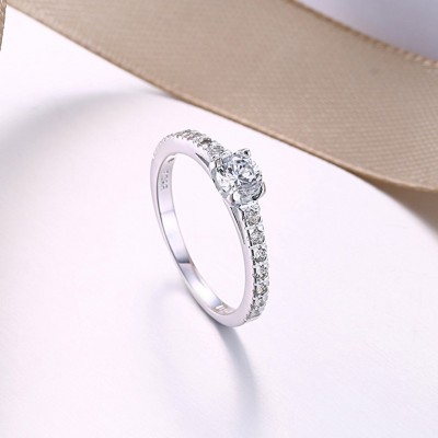 Round Cut White Sapphire S925 Silver Engagement Rings