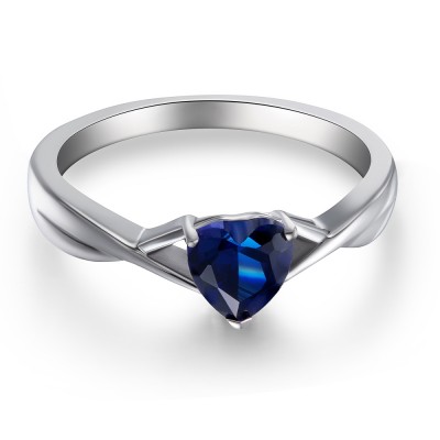 Sweet Heart Cut Sapphire 925 Sterling Silver Women's Engagement Ring