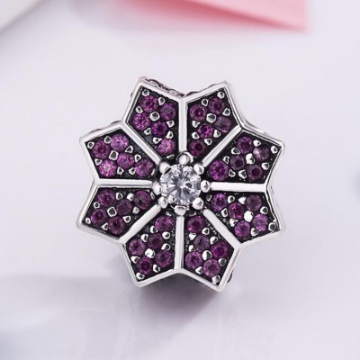 Polygon Amethyst Stone Charm Sterling Silver