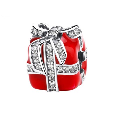 Red Gift Box Charm Sterling Silver