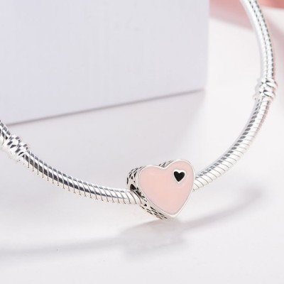 Pink Heart Charm Sterling Silver