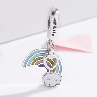 Rainbow & Cloud Charm Sterling Silver