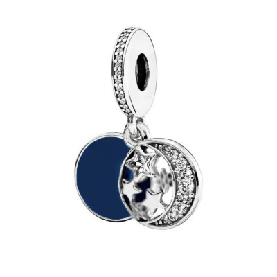 Moon & Stars Royal Blue Charm Sterling Silver