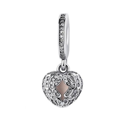 Heart Wings Charm Sterling Silver