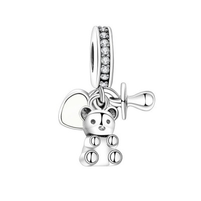 Cute Teddy Bear Charm Sterling Silver