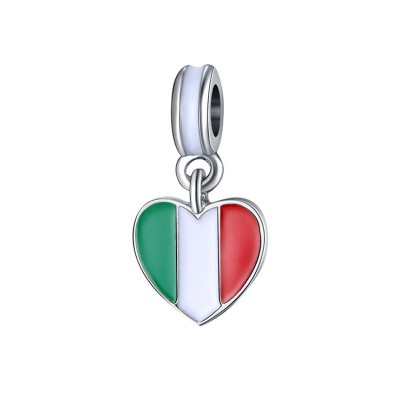 Italian Flag Charm Sterling Silver