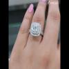 Princess Cut White Sapphire 925 Sterling Silver Double Halo Engagement Ring #612043