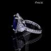 Joancee Cushion Cut Blue Sapphire 925 Sterling Silver 3-Stone Trio Engagement Ring